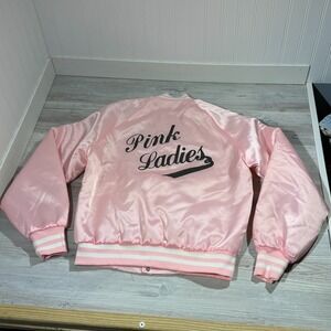 Vintage Women's Pink Ladies Satin Print Jacket Westark USA West Ark Sz S Rare